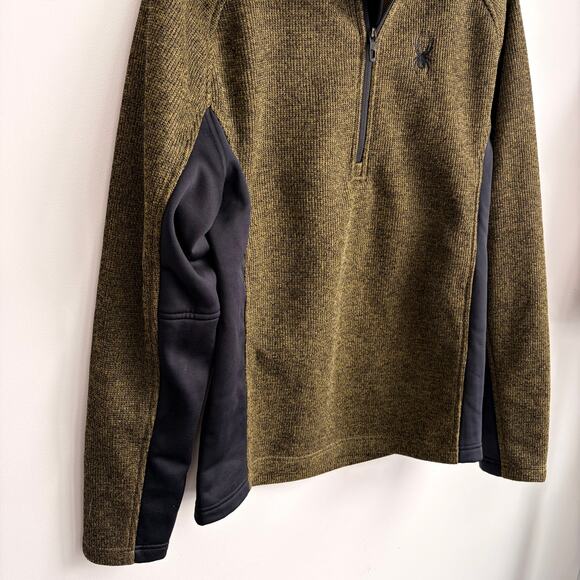 Spyder Men's Outbound Green Black Sz Medium Quarter Zip Jacket Sweater - Picture 3 of 7